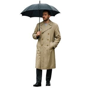 WeatheRogue Men’s Double-Breasted Trench Coat 42 Long Beige Classic Vintage